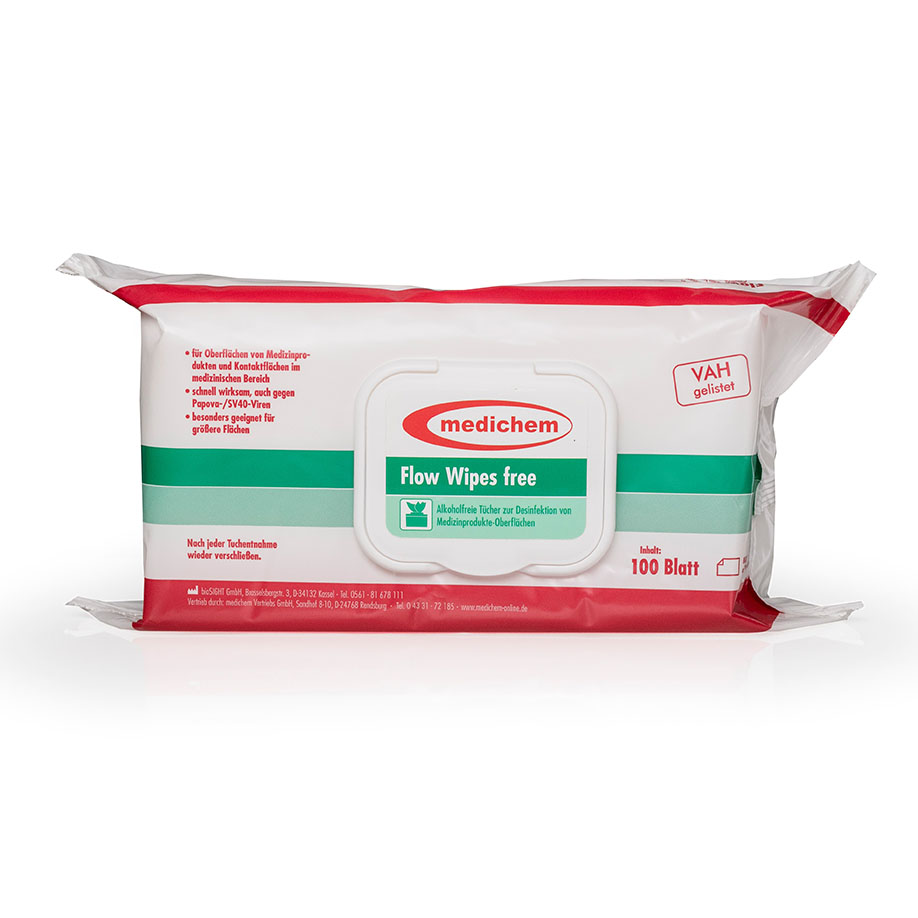 Flow Wipes free Desinfektionstücher (100 Tücher)