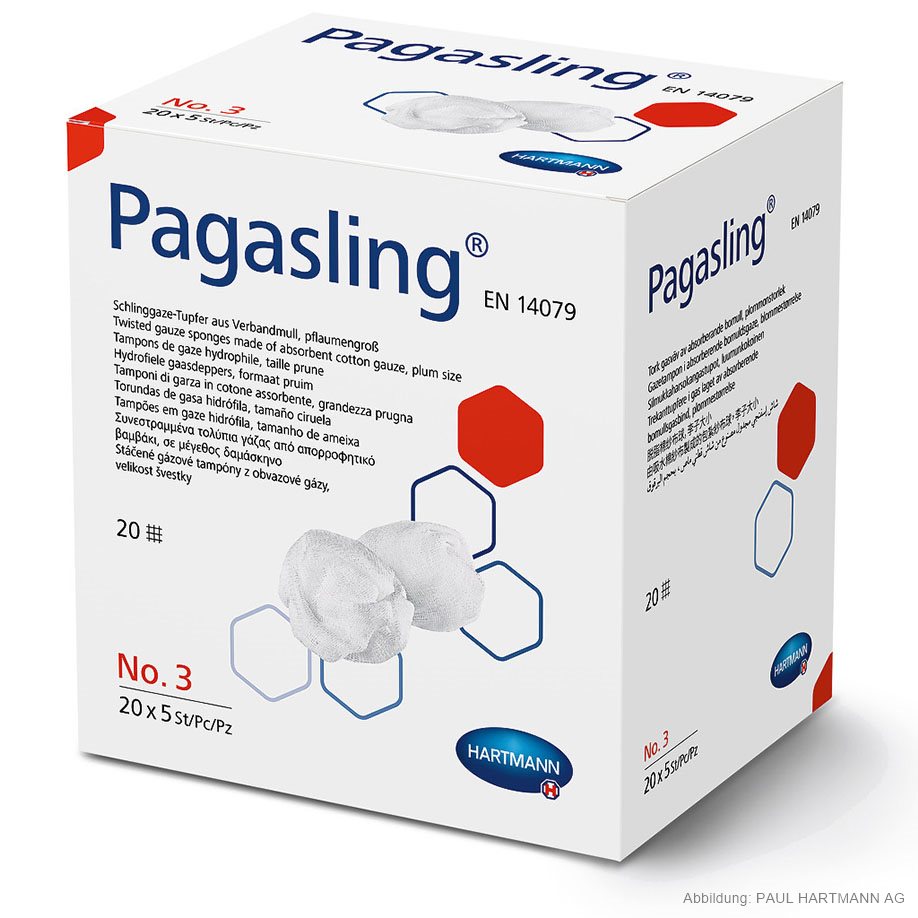 Pagasling Schlinggazetupfer steril Gr. 3, pflaumengroß (5 Stck.)