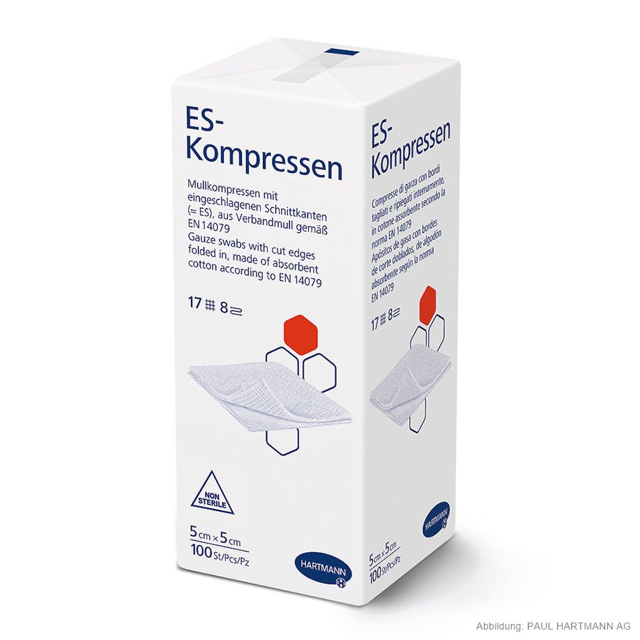 ES-Kompressen unsteril 8-fach 5 x 5 cm (100 Stck.) - alte Art.-Nr. HAP 401821 -
