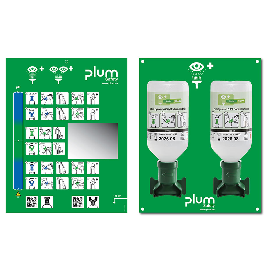 Plum Open Station Double mit 2 Flaschen, inkl. Wandhalter, Piktogramm und Spiegel
