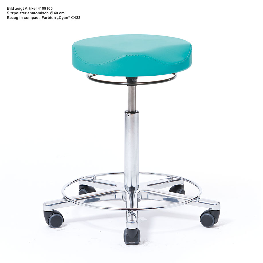 Arbeitshocker, Höhenverstellung 57-76 cm mit Ringauslösung, mit Fußring,
