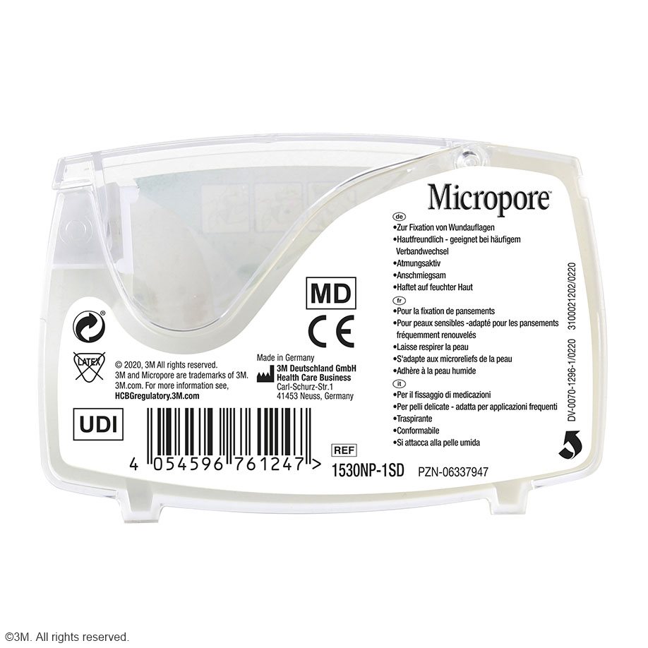 3M Micropore Vliespflaster weiß, 2,5 cm x 5 m, mit Abroller
