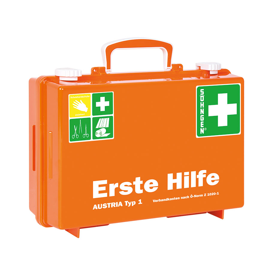 Erste-Hilfe Koffer SN-CD orange mit Füllung Ö-Norm Z 1020-1