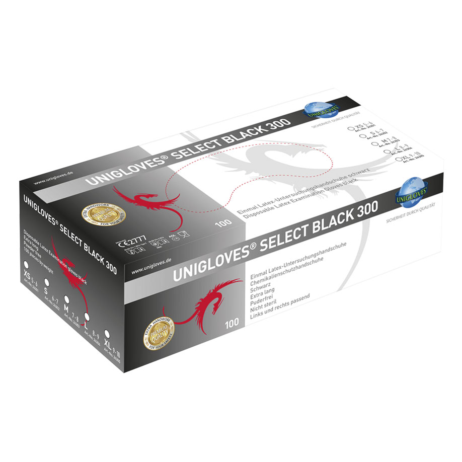 Select Black 300 U.-Handschuhe Gr. XL, Latex unsteril puderfrei (100 Stck.)