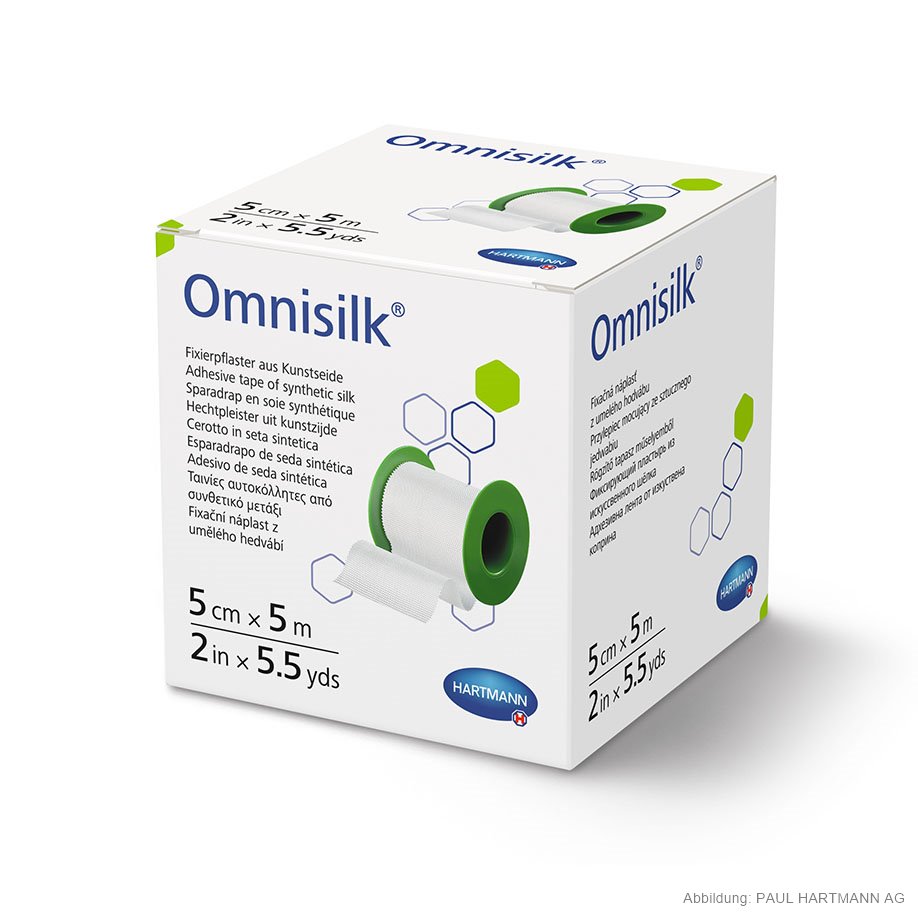 Omnisilk Fixierpflaster 5 m x 5 cm, mit Sprengring