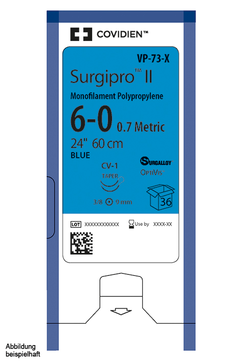 Surgipro II monofil P-13 5/0=1, blau Nahtmaterial Fadenlänge 45 cm (12 Stck.)