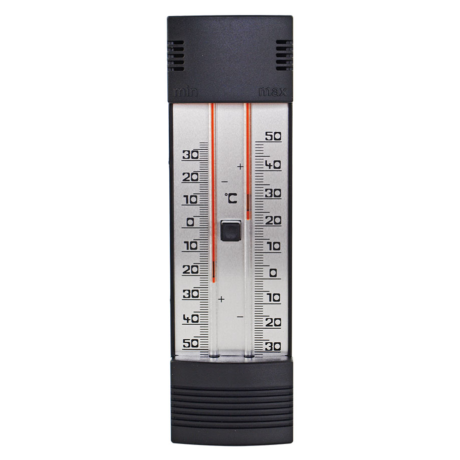 Maxima-Minima-Thermometer mit Drucktasten-Magnet, ohne Dach