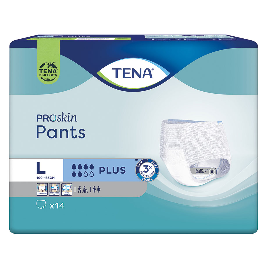 TENA ProSkin Pants Plus L Einweghosen, blau (4 x 14 Stck.)