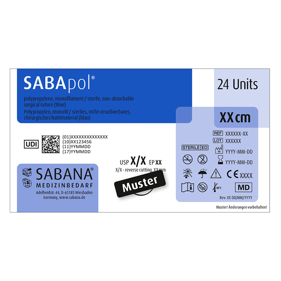 SABApol blau 2-0=3 monofil Nahtmaterial Fadenlänge 75 cm (24 Stck.)
