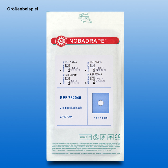 NOBADRAPE Abdecktücher mit Loch Ø 7 cm, 45 x 75 cm, 2-lagig, steril (40 Stck.)