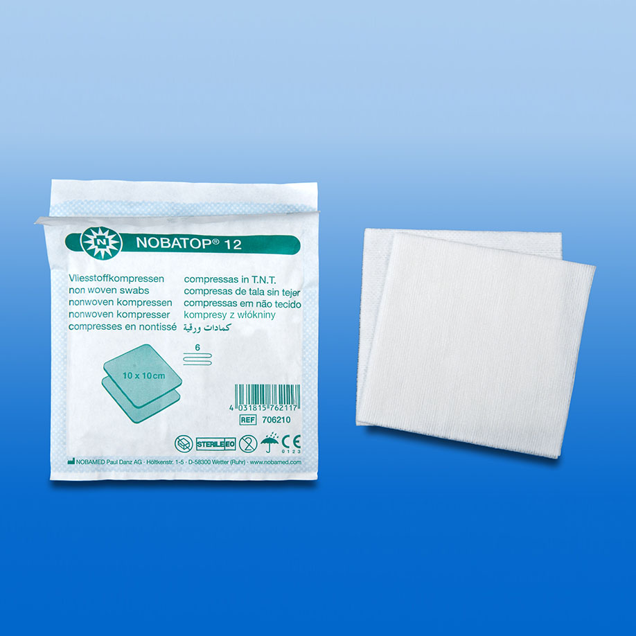 NOBATOP 12 Vliesstoffkompressen, 6-fach, 10 x 10 cm, steril (50x2 Stck.)