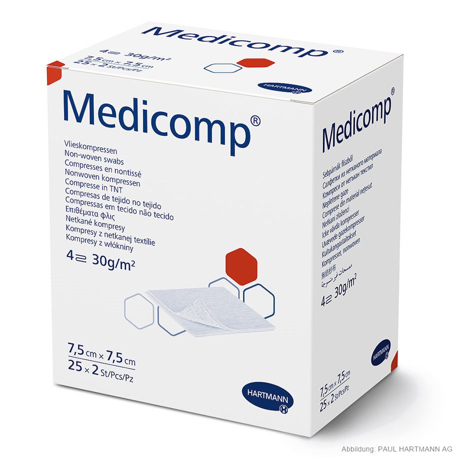 Medicomp Vlieskompressen 10 x 10 cm, steril (25 x 2 Stck.)