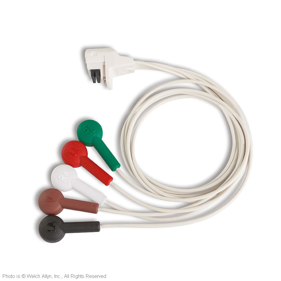 Patientenkabel, H3+, 5-adrig, IEC-Druckknopf,kurz 38 cm, grau