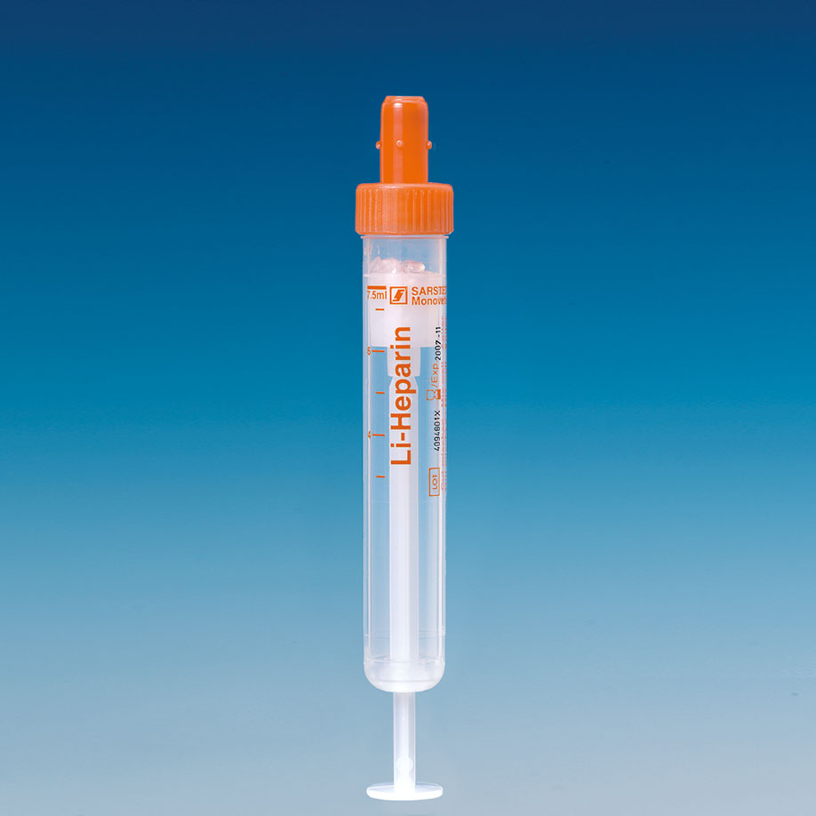 S-Monovetten 7,5 ml, 92 x 15 mm, Lithium-Heparin, steril (50 Stck.)