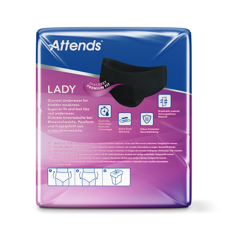 *Attends Lady Discreet Underwear 3 L, Einmalhosen, schwarz (10 Stck.) - ausser Handel - / Alternative: ATT 212752