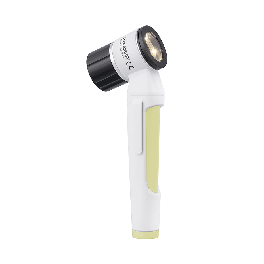 LuxaScope Dermatoskop LED 2,5 V, weiß/rapsgelb, Kontaktscheibe mit Skala