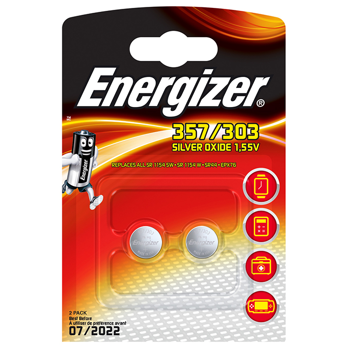 Energizer Spezialbatterien Typ 357/303, 1,55 V Batterien (2er-Pack)
