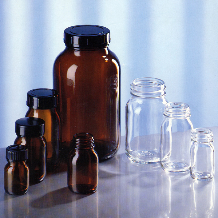 Weithalsglas 50 ml, GL 32, Klarglas mit Gewinde und Schraubverschluss