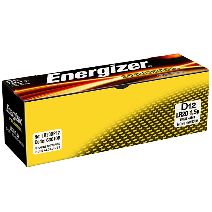 Energizer Industrial Batterien Mono D LR20 1,5 V (12er-Pack) #E300716803#