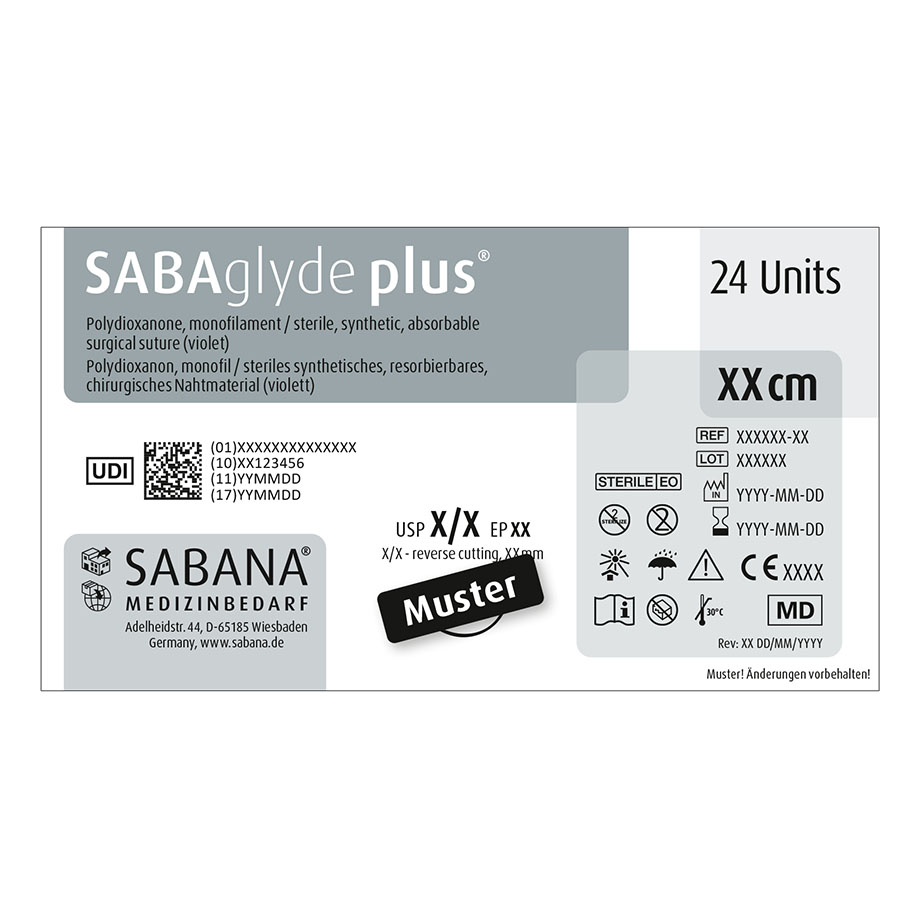 SABAglyde plus 3-0=2 violett monofil Nahtmaterial Fadenlänge 70 cm (24 Stck.)