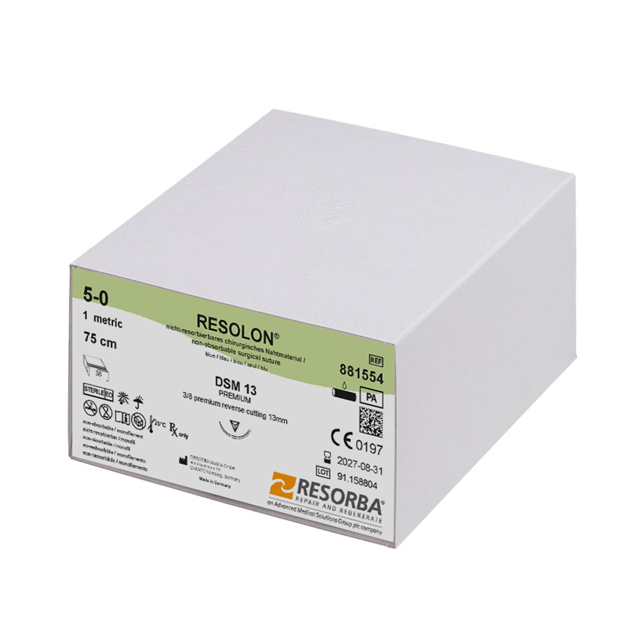 RESOLON DSM 13 5/0=1 blau monofil, Nahtmaterial Fadenlänge 75 cm (36 Stck.)