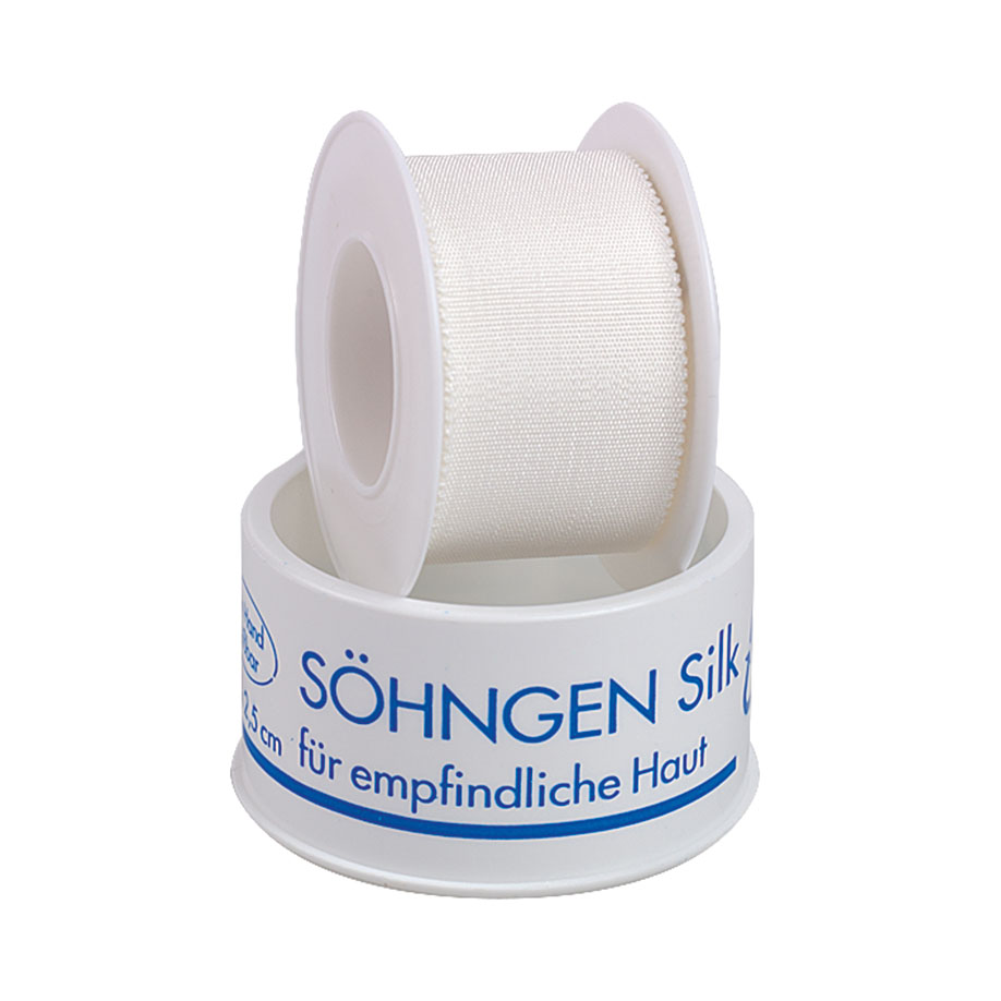 SÖHNGEN-Silk Heftpflaster ca. 5 m x 2,50 cm mit Schutzring