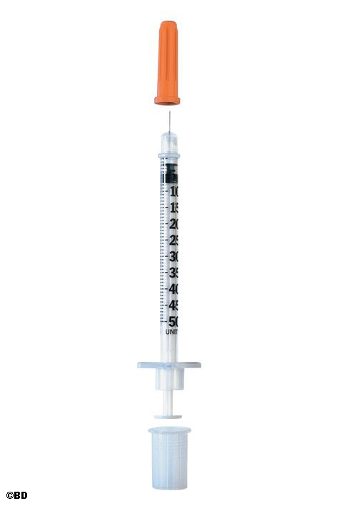 BD Micro-Fine+ Insulinspritzen 0,5 ml, U-100, m. Kanüle 0,30 x 8 mm (100 Stck.)
