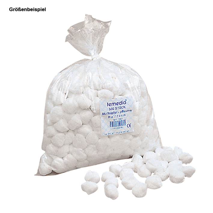 TEMEDIA Schlinggazetupfer, unsteril, walnussgroß dopp., hutform (500 Stck.)
