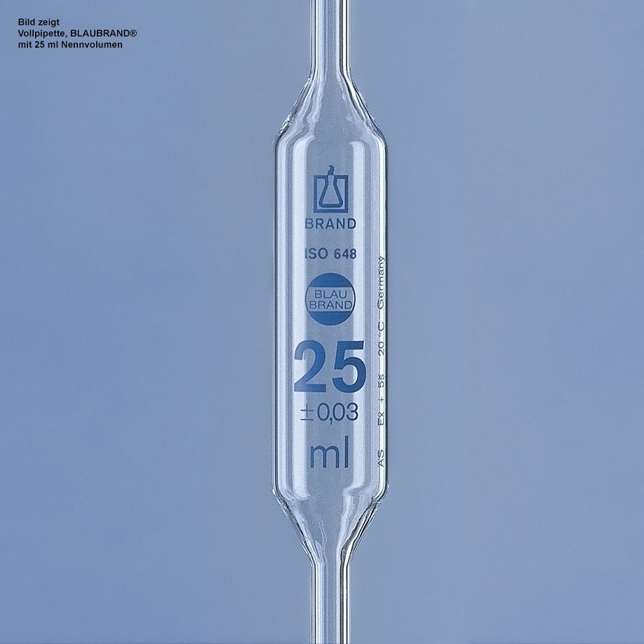 Vollpipette, BLAUBRAND, Klasse AS, 2 ml 1 Marke, AR-Glas, DE-M gekennzeichnet