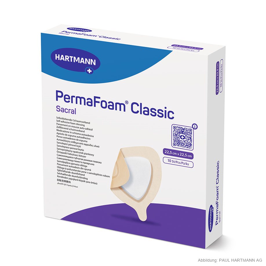 PermaFoam Classic sacral (10 Stck.) Schaumverband steril 22,5 x 22,5 cm