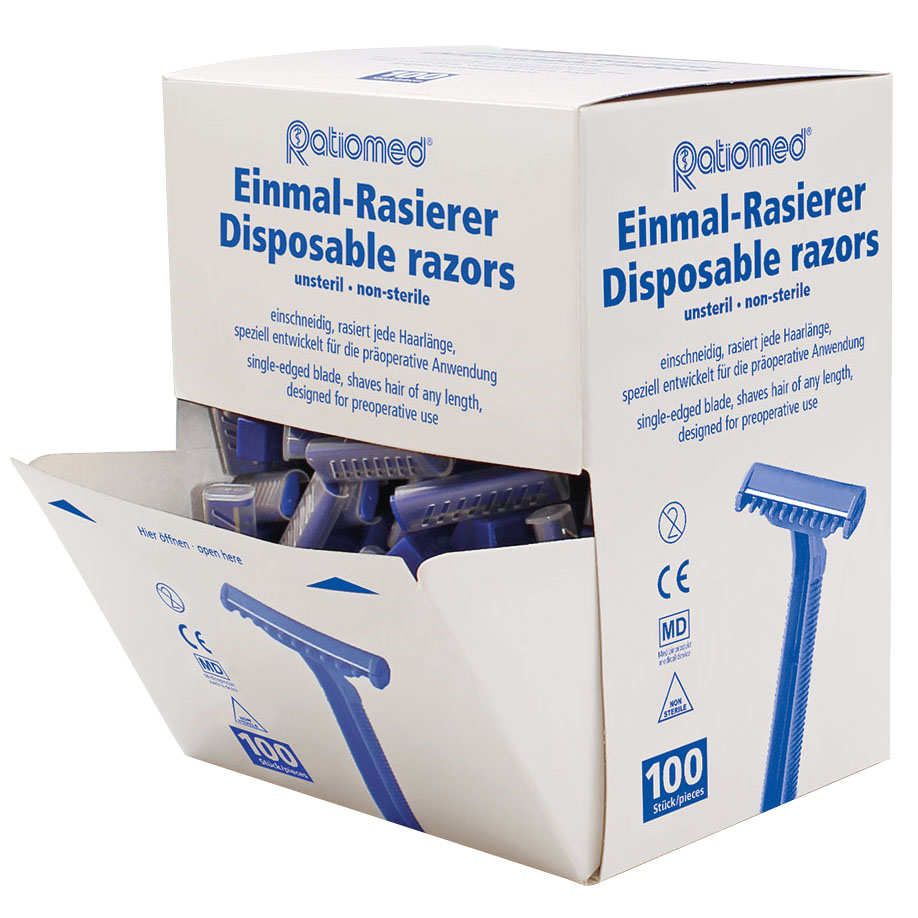 Einmal-Rasierer ratiomed unsteril einschneidig blau (100 Stck.)