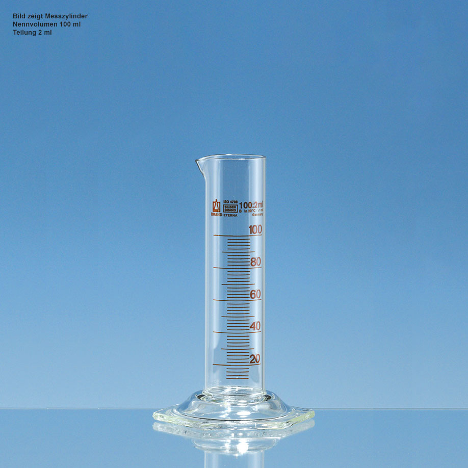 Messzylinder, SILBERBRAND-ETERNA, 50 ml:2 ml, Boro 3.3, braun graduiert