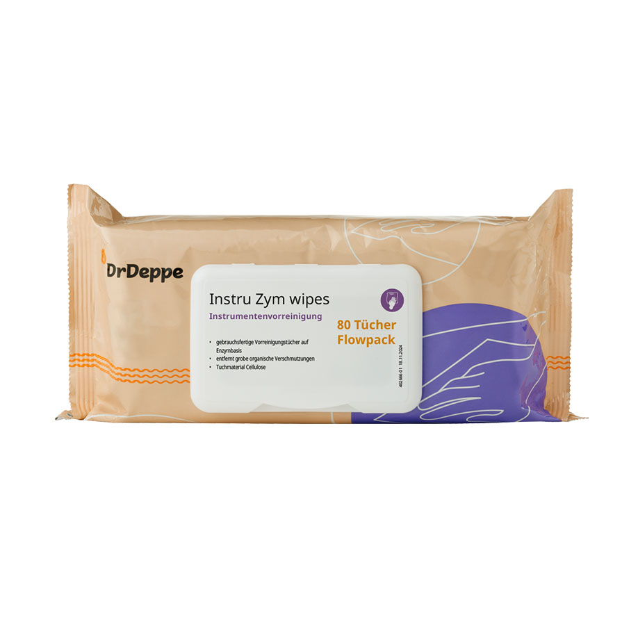 Instru Zym Wipes (80 Tücher), Flow- pack, Instrumentenvorreinigungstücher