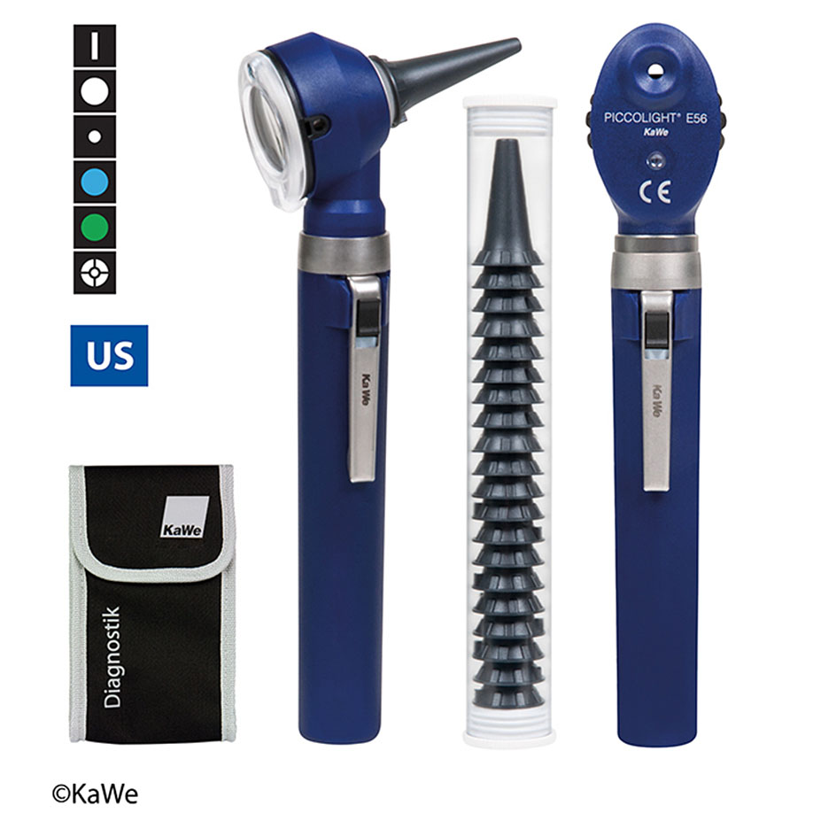 KaWe PICCOLIGHT F.O. LED/E56 LED Otoskop-/Ophthalmoskop-Set sky 2,5 V