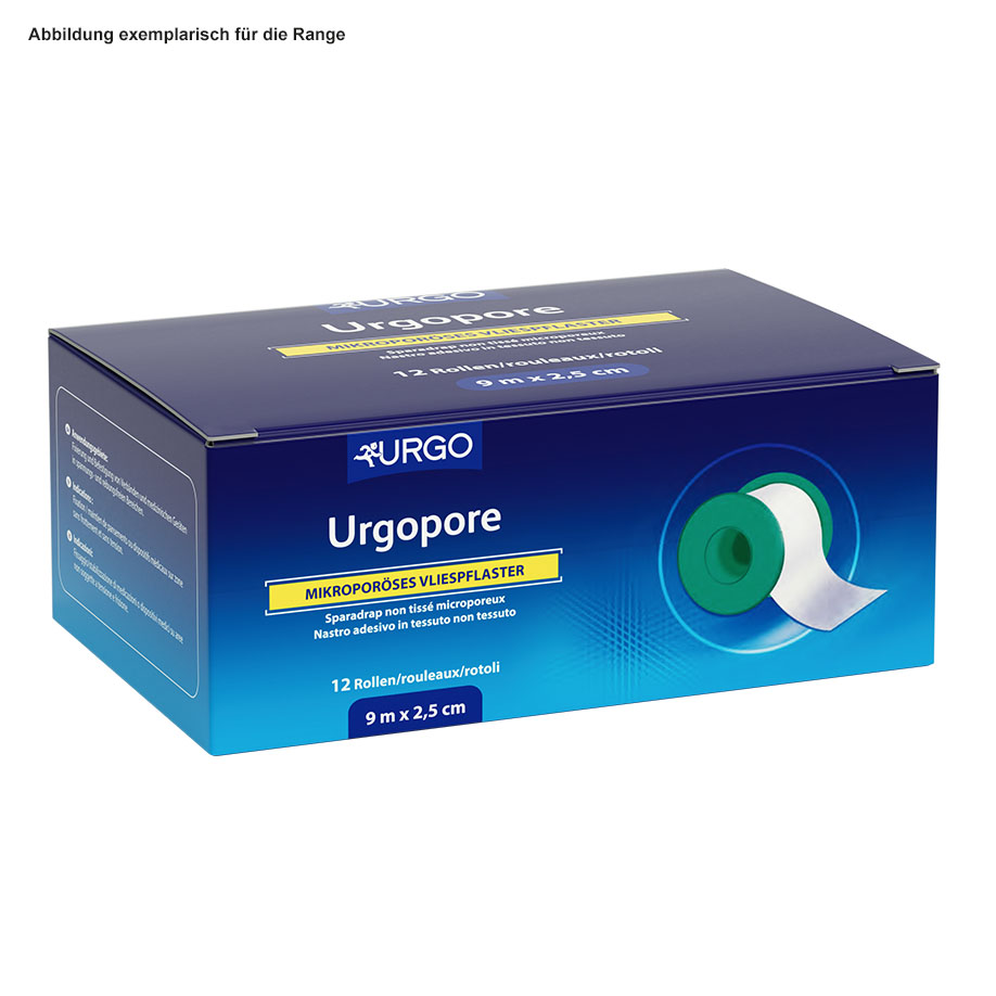 Urgopore Rollenpflaster, weiß, 5 m x 2,5 cm, ohne Schutzring (12 Rl.)
