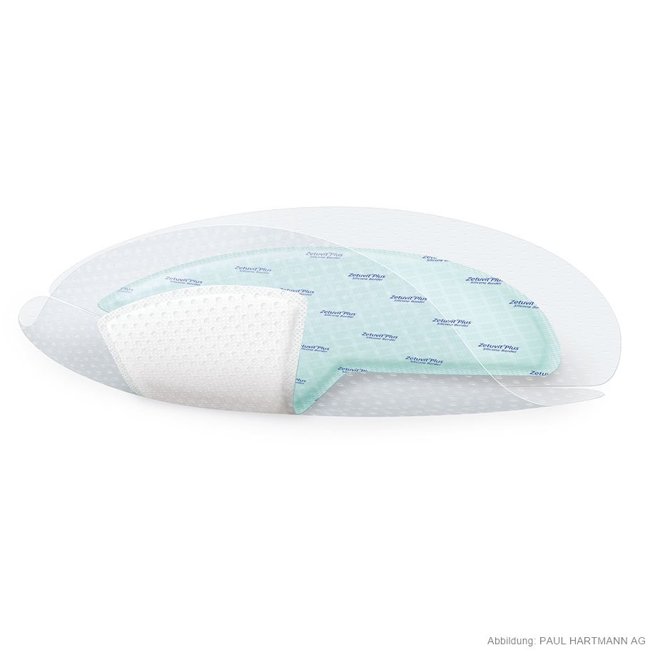 Zetuvit Plus Silicone Border Heel Saugkompressen 12 x 23 cm (10 Stck.)