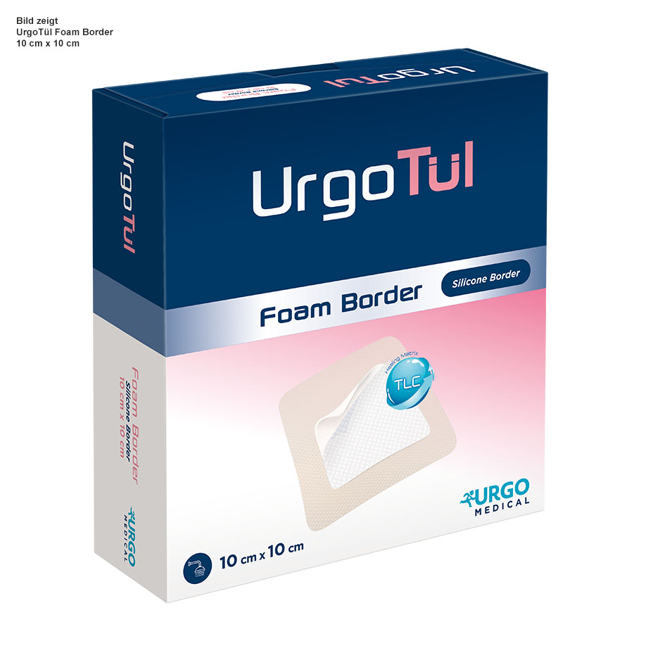 UrgoTül Foam Border Schaumstoff- wundverband 8 x 8 cm (10 Stck.)