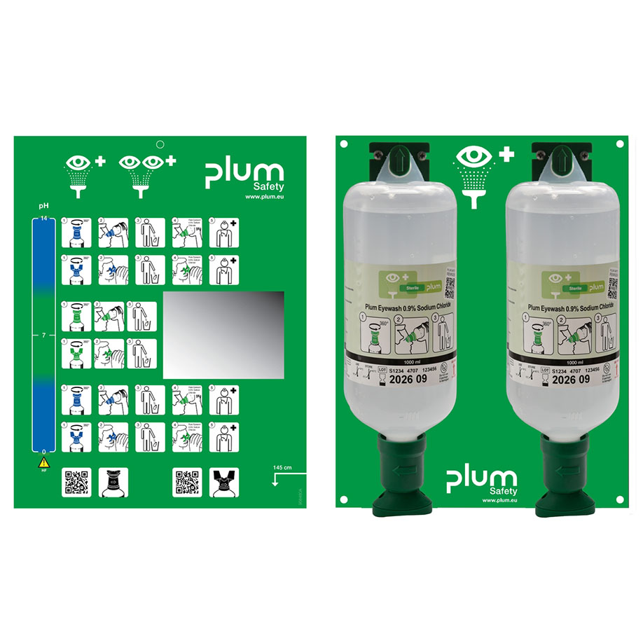 Plum Open Station Double mit 2 Flaschen, inkl. Wandhalter, Piktogramm