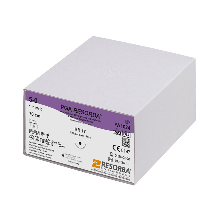 PGA-RESORBA HR 17 5/0=1 violett, Nahtmaterial Fadenlänge 70 cm (24 Stck.)