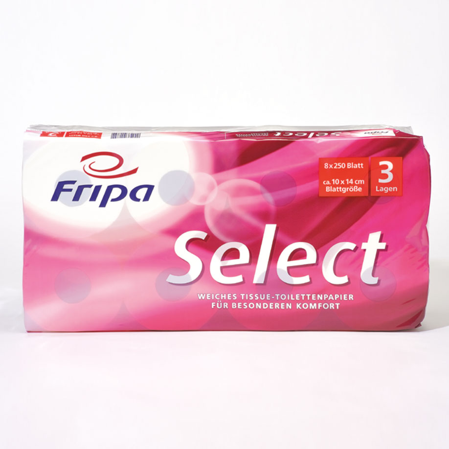Fripa - Toilettenpapier select, 3-lagig (6 Pack à 8 x 250 Bl.)