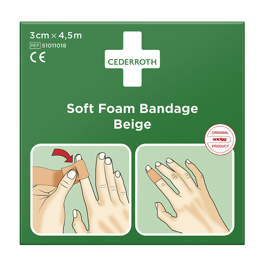 Cederroth Soft Foam Bandage Beige selbstklebendes Pflaster 3 cm x 4,5 m