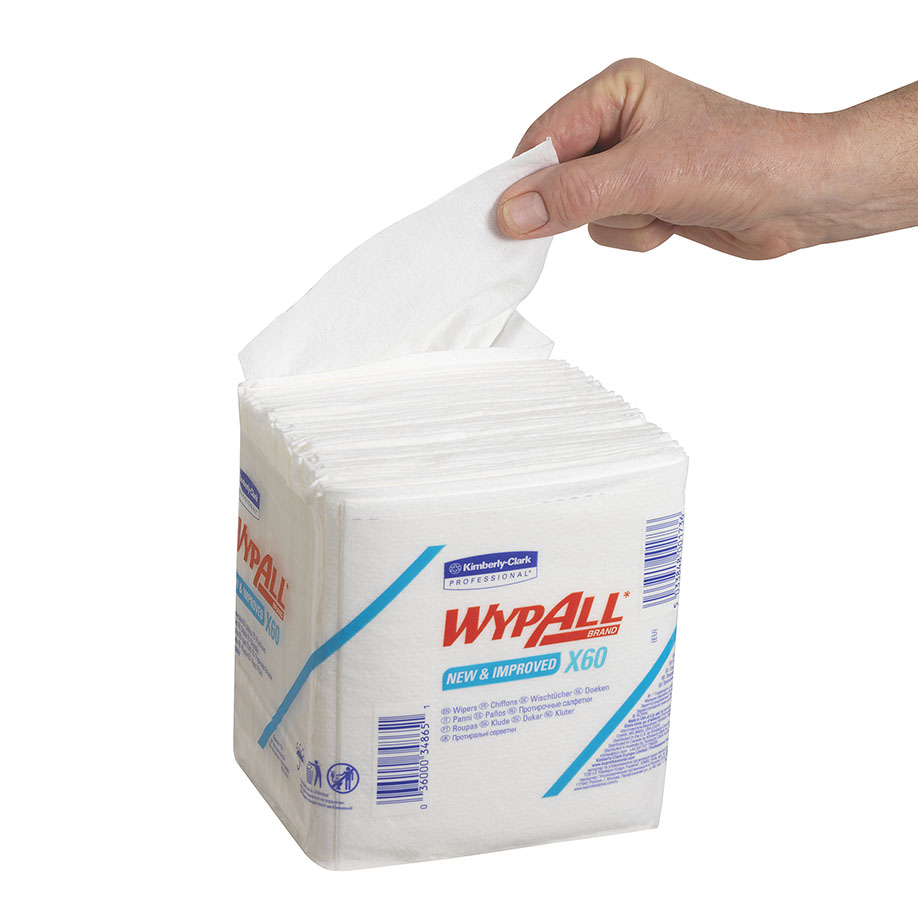 WYPALL X60 Wischtücher, 1-lagig, weiß, 31 x 32 cm (12 x 76 Bl.)