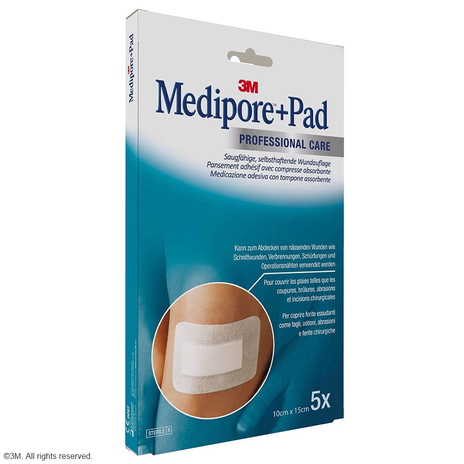 3M Medipore + Pad Fertigverband, steril, 10 x 15 cm (5 Stck.)
