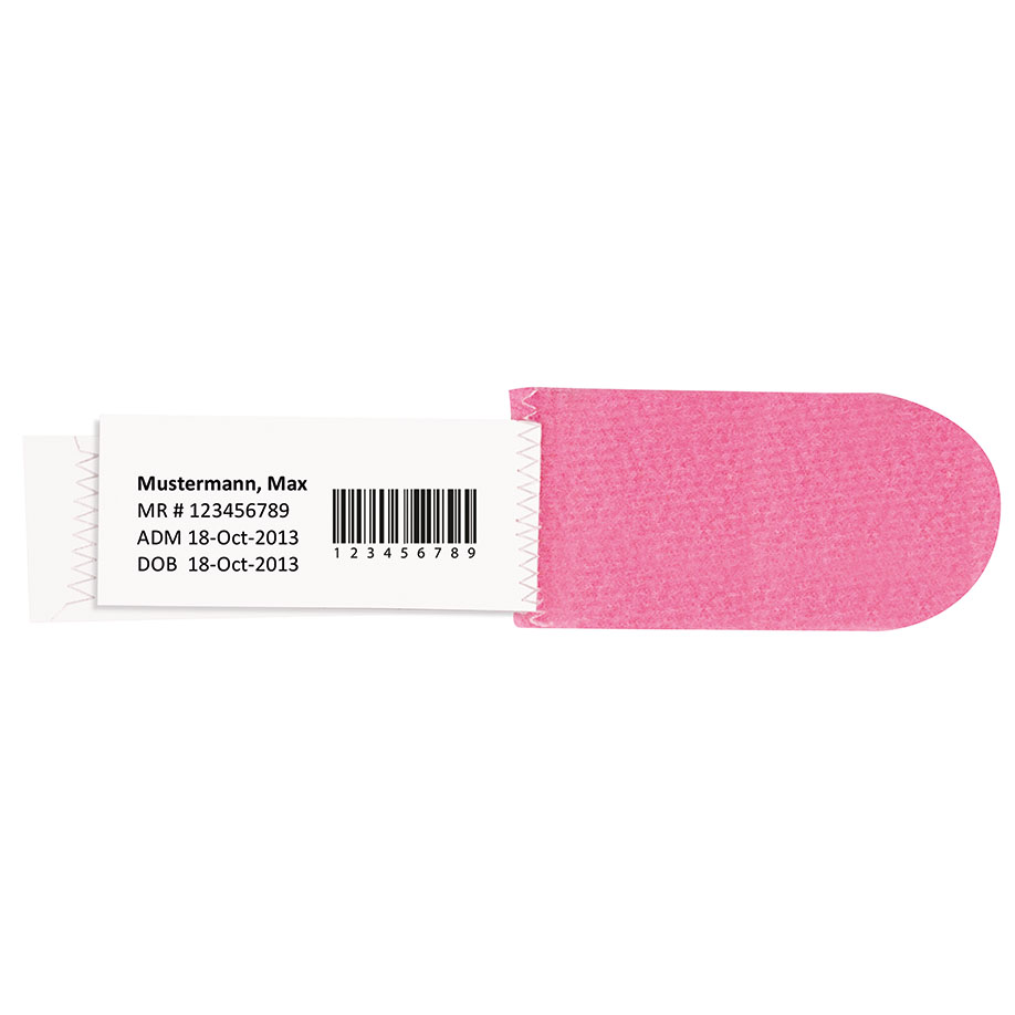 Patientenidentifikationsband für Direktbeschriftung, Laser- u. Thermo-Etiketten, für Neugeborene, rosa (100 Stck.)