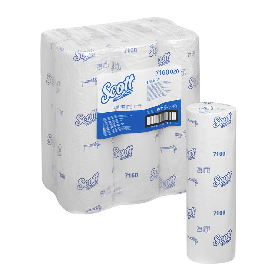 *SCOTT ESSENTIAL Ärzterollen, 1-lagig, weiß, geprägt, 38 x 38,5cm (6 x 200 Bl.) -ausser Handel-/ Alternative: KIM 7343