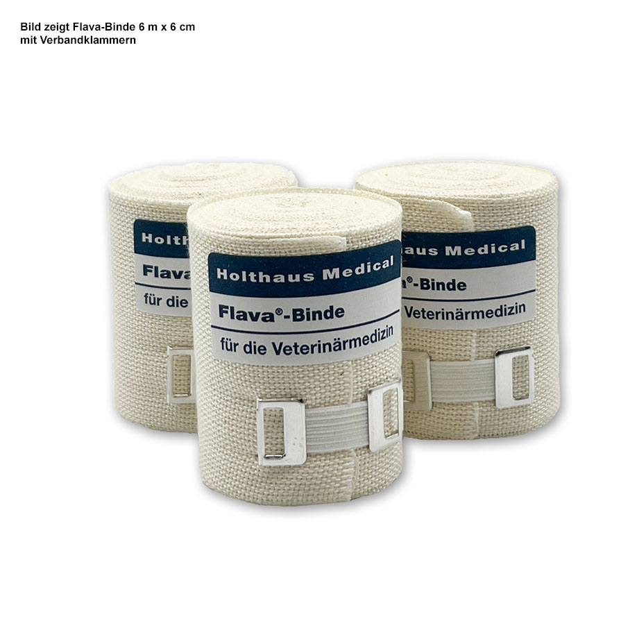 Flava-Binde 6 m x 6 cm mit Verbandklammern