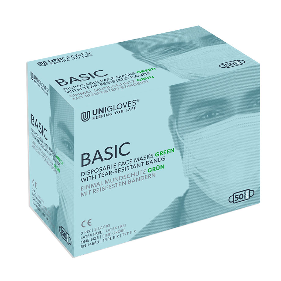 OP-Mundschutz Basic, mit Bändern, grün (50 Stck.)
