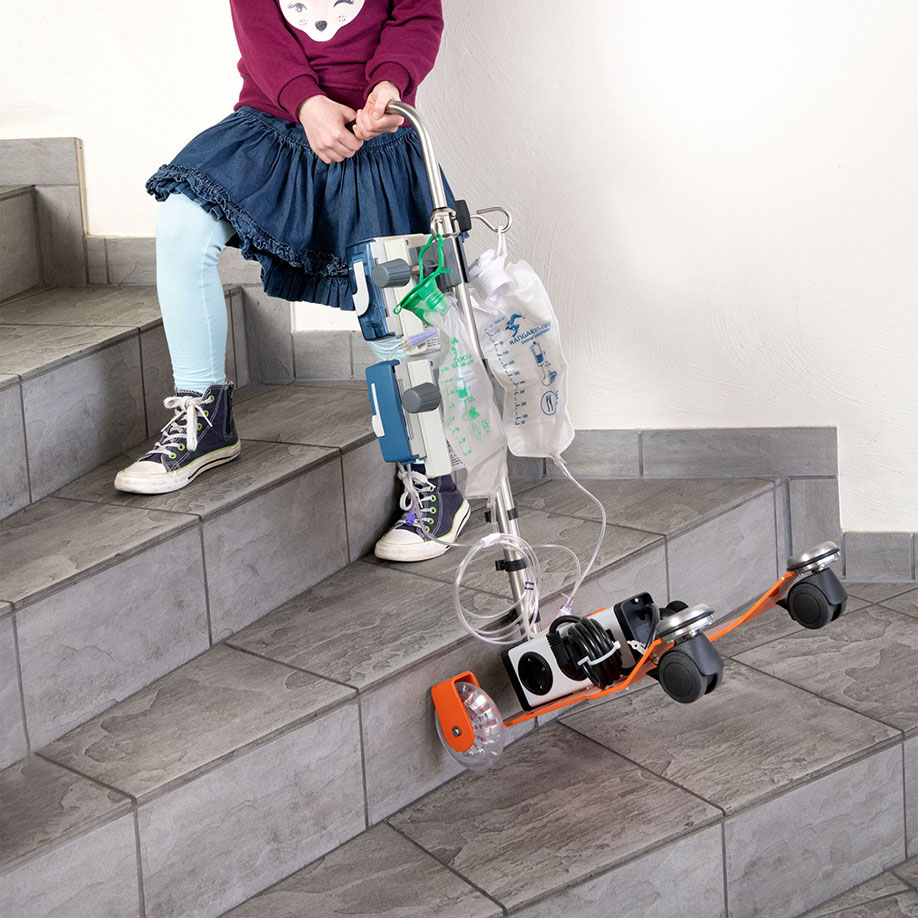 Infusions-Trolley ANTON, orange pulverbeschichtet