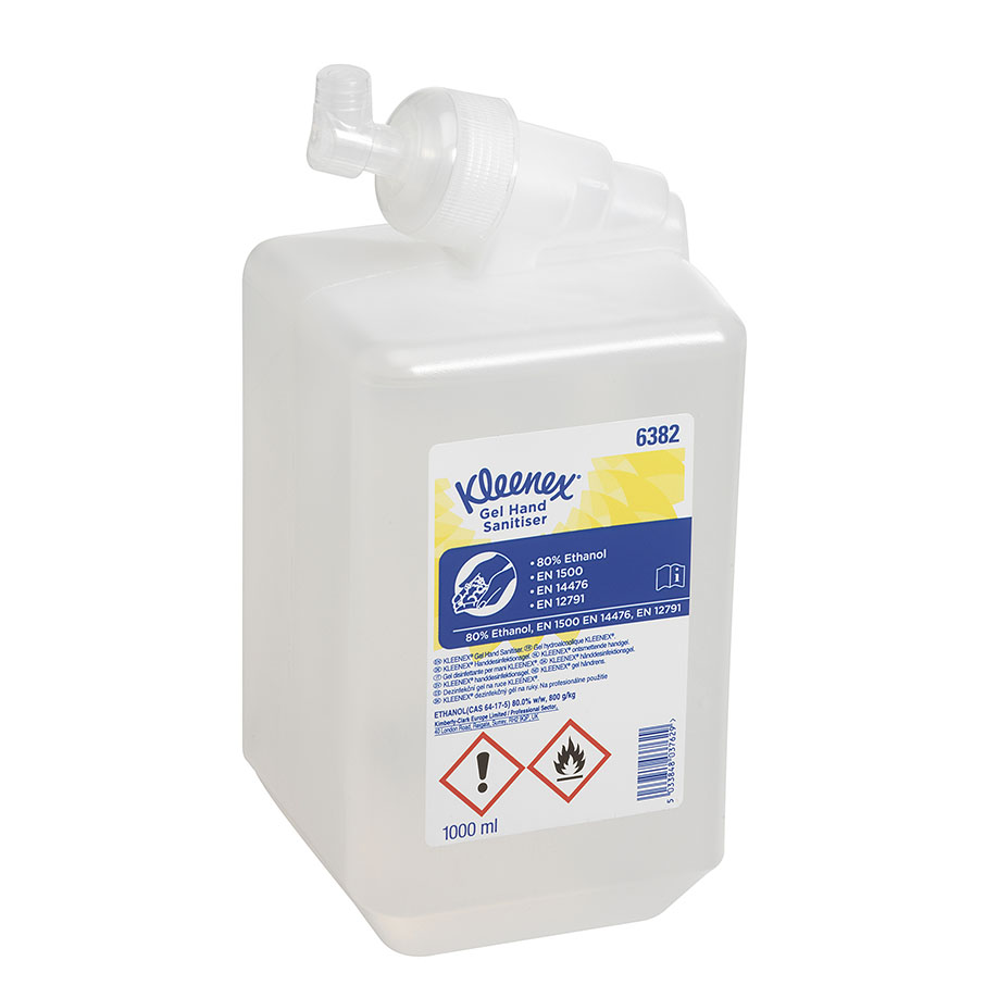 KLEENEX Handdesinfektionsgel auf Alkoholbasis, transparent (6 x 1 Ltr.)