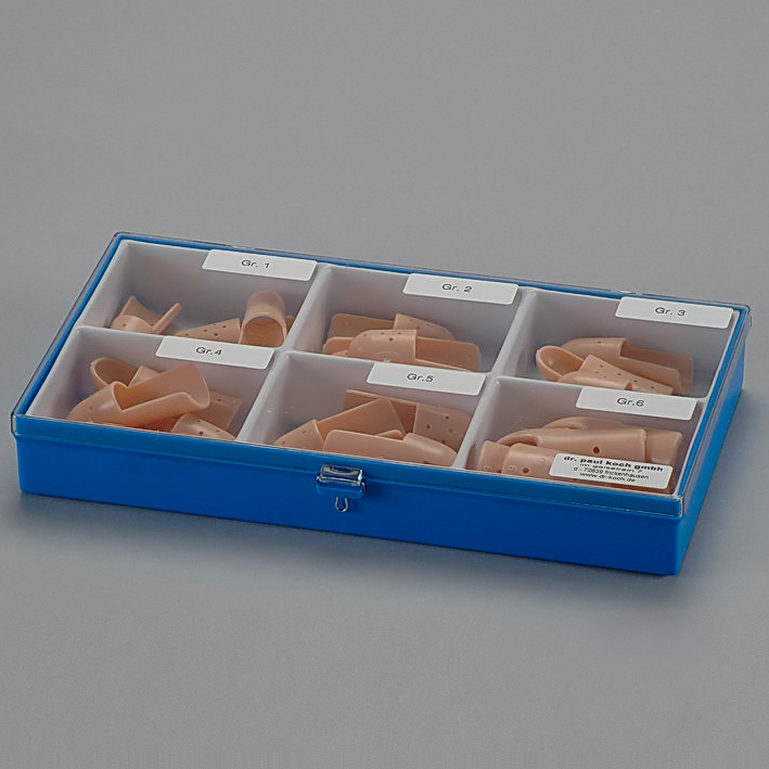 Stack-Fingerschienen hautfarben, im Etui (4 Satz Gr. 1 - 6)